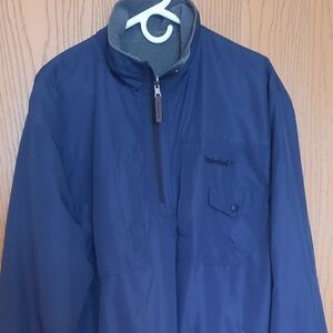 Timberland Mens Reversable Blue/Gray Nylon/Fleece 1/2 Zip Pullover Jacket Size L